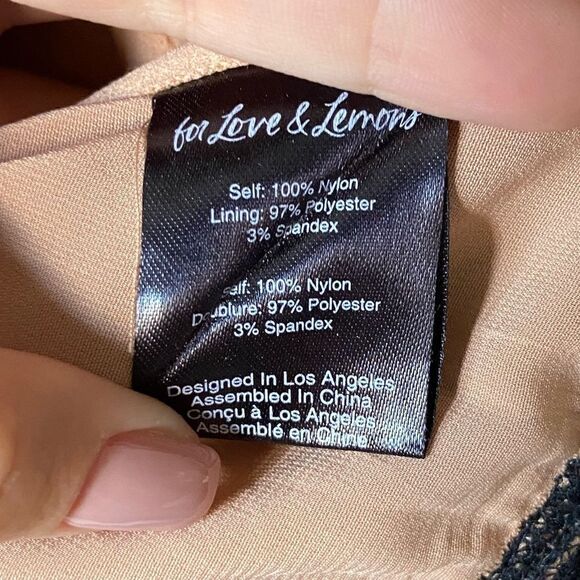 For Love And Lemons Rosalie Black Crop Top Lace Puff Sleeve Size S - Picture 7 of 8